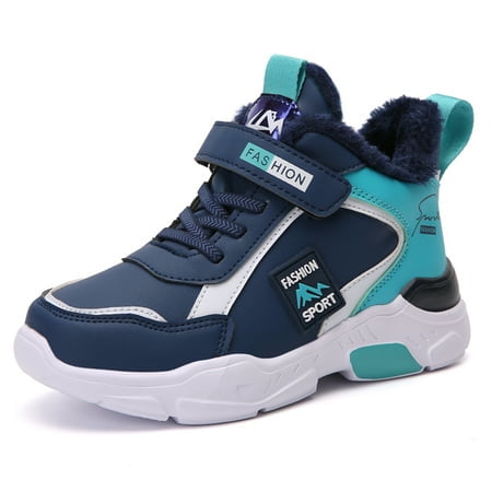

kids sneakers shoes non slip warm shoes middle top outdoor Boys blue sneakers