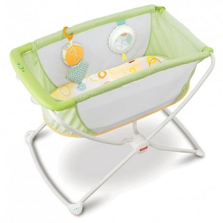 Fisher-Price Rock with Me Bassinet Portable with Soothing Motion, Green