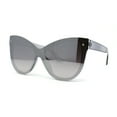 thumbnail image 2 of Womens Oversize Cat Eye Chic Horn Rim Shield Sunglasses Slate Silver Mirror, 2 of 4