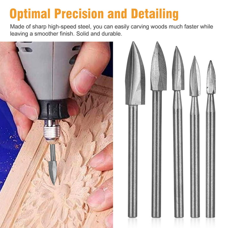 TSV 10pcs Wood Carving Tools, Silver Wood Carving and Engraving Drill Bit Set for Wood, Furniture Carving, Antique Floor Carving, and Other Sculpture