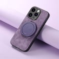 thumbnail image 7 of For iPhone 14 Pro Case Retro Leather Circular Rotating Stand Shockproof Phone Case,Purple,For iPhone 14 Pro, 7 of 7