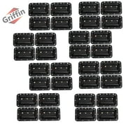 32 PACK - Metal Flip Speaker Cabinet Handles for Rack Road Flight Trunk by Griffin Spring Loaded Flush Pull with Black Grip Rubber Padding for Chest Carry Case DJ PA Pro-Audio Stage Gear Parts