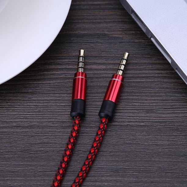 1,5 m macho de 3,5 mm a macho de 3,5 mm Cable de audio de tejido AUX Cable auxiliar (rojo)