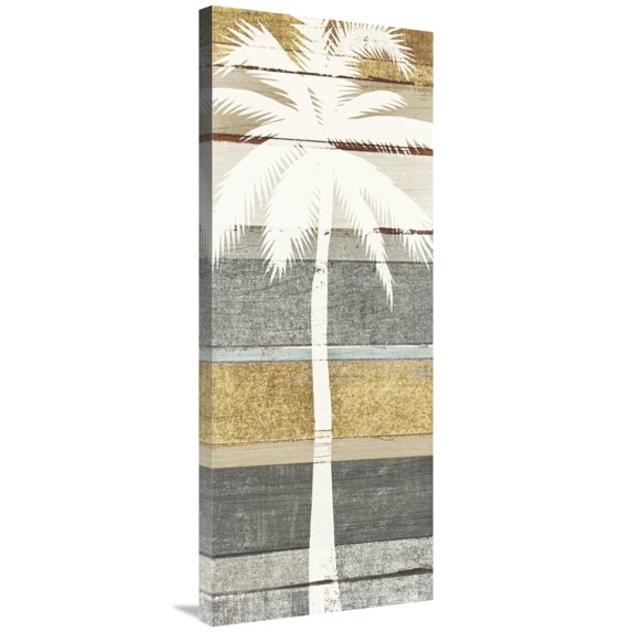 Global Gallery's 'Beachscape Palms V Gold Neutral' By Michael Mullan Stretched Canvas Wall Art