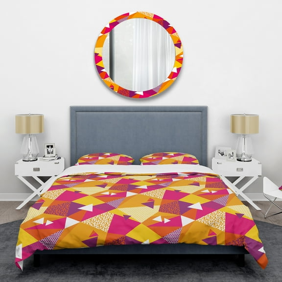 Designart 'Abstract Geometric Retro III' Mid-Century Modern Duvet Cover Set