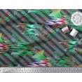 thumbnail image 2 of Soimoi Green Cotton Voile Fabric Star & Diagonal Stripe Fabric Prints By Yard 42 Inch Wide, 2 of 3
