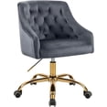 thumbnail image 2 of Meridian Furniture Arden Swivel Adjustable Gray Velvet and Gold Office Chair, 2 of 10