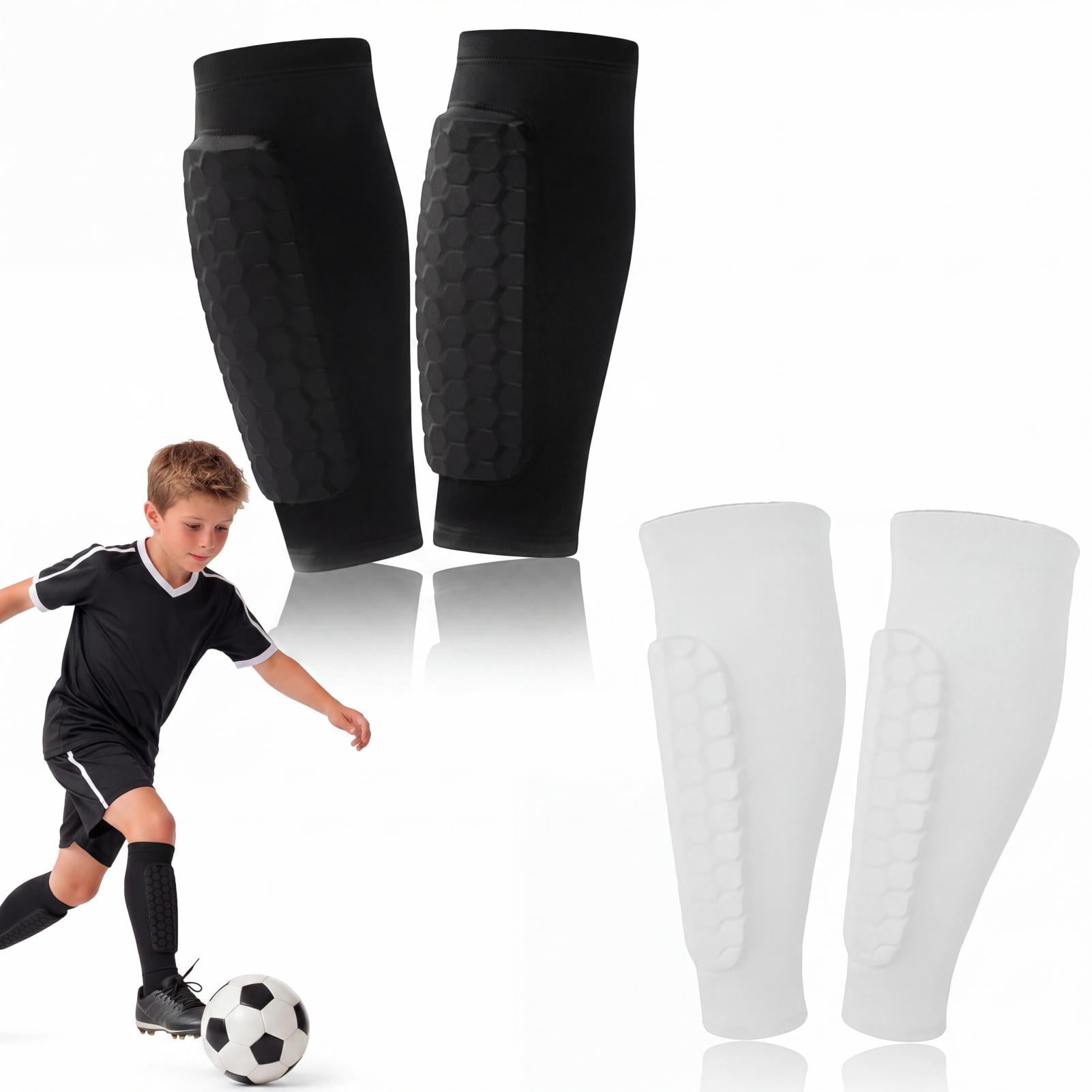 Soccer Shin Guards for Kids, Youth and Adults with Honeycomb Pads, Lightweight Breathable Elastic Calf Compression Sleeves