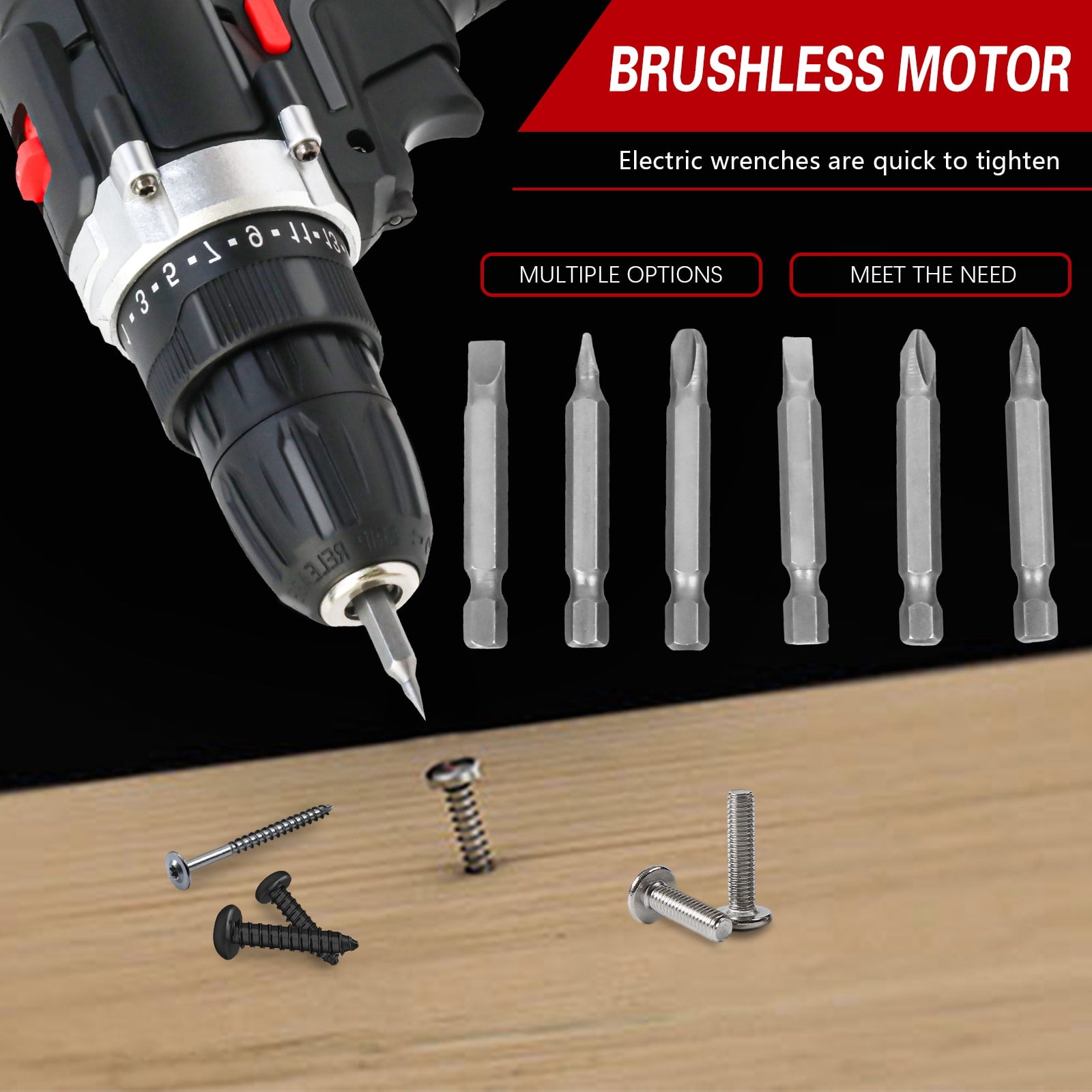 ALSO GO 21V Multi-Functional Cordless Drill Set, Drill with 2 Batteries and Charger,  Power Drill Kit Electric Hammer Drill for Drilling and Screw Tightening/Loosening, Black