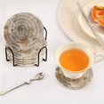 thumbnail image 7 of 6 Pcs Drink Coasters with Holder 3.94in Woven Coasters for Drinks Brown Paint Splatters Pattern Coaster Set for Protection Table, 7 of 7