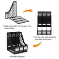thumbnail image 4 of Unique Bargains Magazine File Holder, PS Plastic Vertical 3 Compartment Desktop Book Storage Rack Organizer, Black, 4 of 4