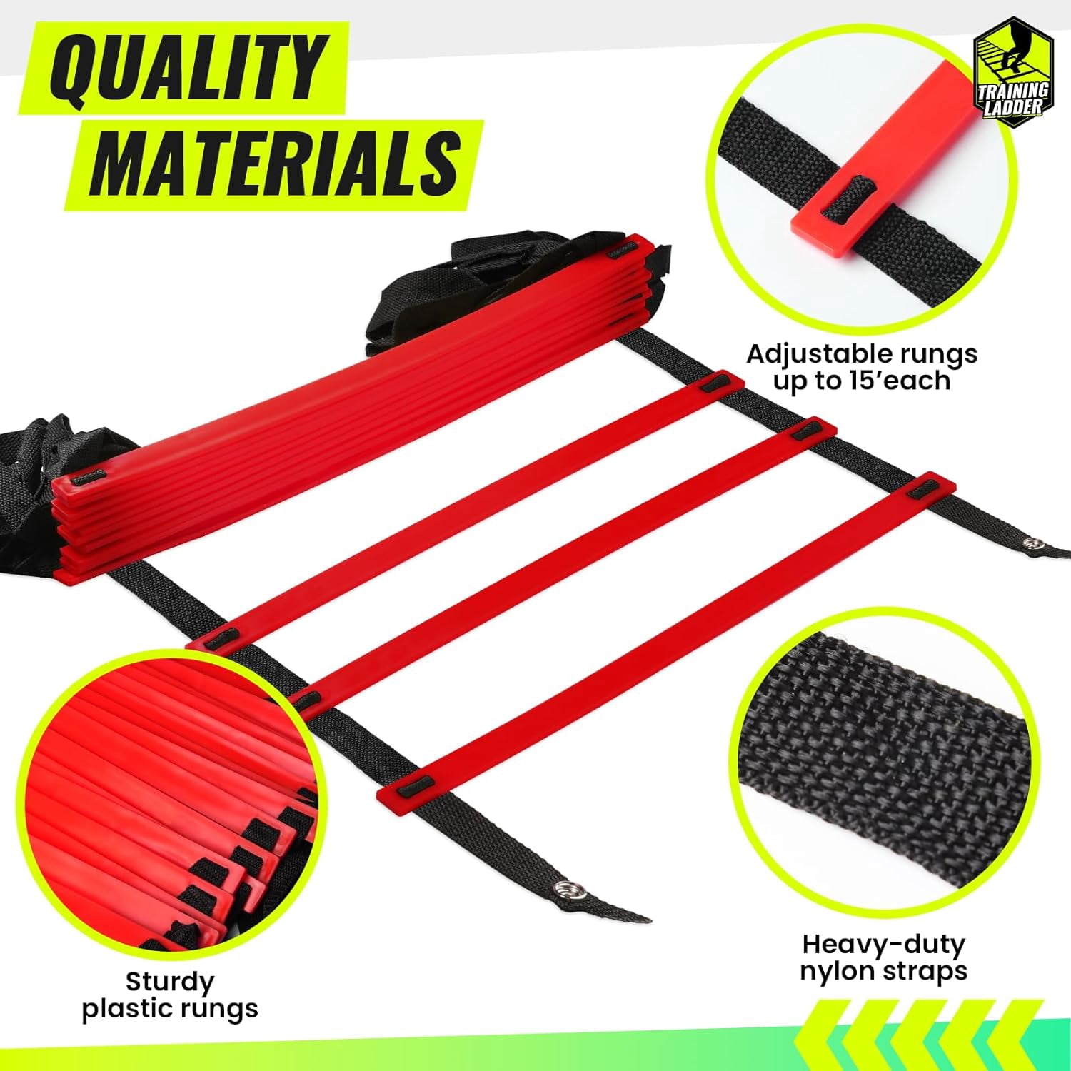 Agility Ladder Speed Ladder Training Ladder for Soccer, Speed, Football Fitness Feet Training Carry Bag Agility Training Equipment 13 rungs, 23 feet Red,23 ft