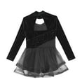 thumbnail image 6 of TiaoBug Kids Girls' Velvet Patchwork Competition Wear Figure Ice Skating Dress Dance Skirted Leotard Black 14, 6 of 7