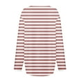thumbnail image 4 of Womens Shirts Blouse Women's Fashion Hem Split Casual Striped Plaid Printed Round Neck Long Sleeve Top, 4 of 5