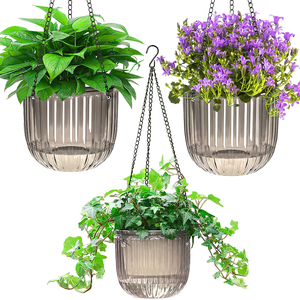 Xueyu 3-Pack Self-Watering Hanging Plant Pots, Gray