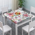 thumbnail image 3 of Flower Print Elastic Fitted Tablecloth - Watercolor Flowers Pattern Square Table Cover, Windproof Snug Fit Outdoor Picnic Table Protector, Washable Cute flowers Design (34x34 Inches), 3 of 6