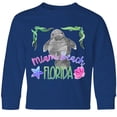 thumbnail image 3 of Inktastic Miami Beach Florida Cute Swimming Manatee Long Sleeve Youth T-Shirt, 3 of 5