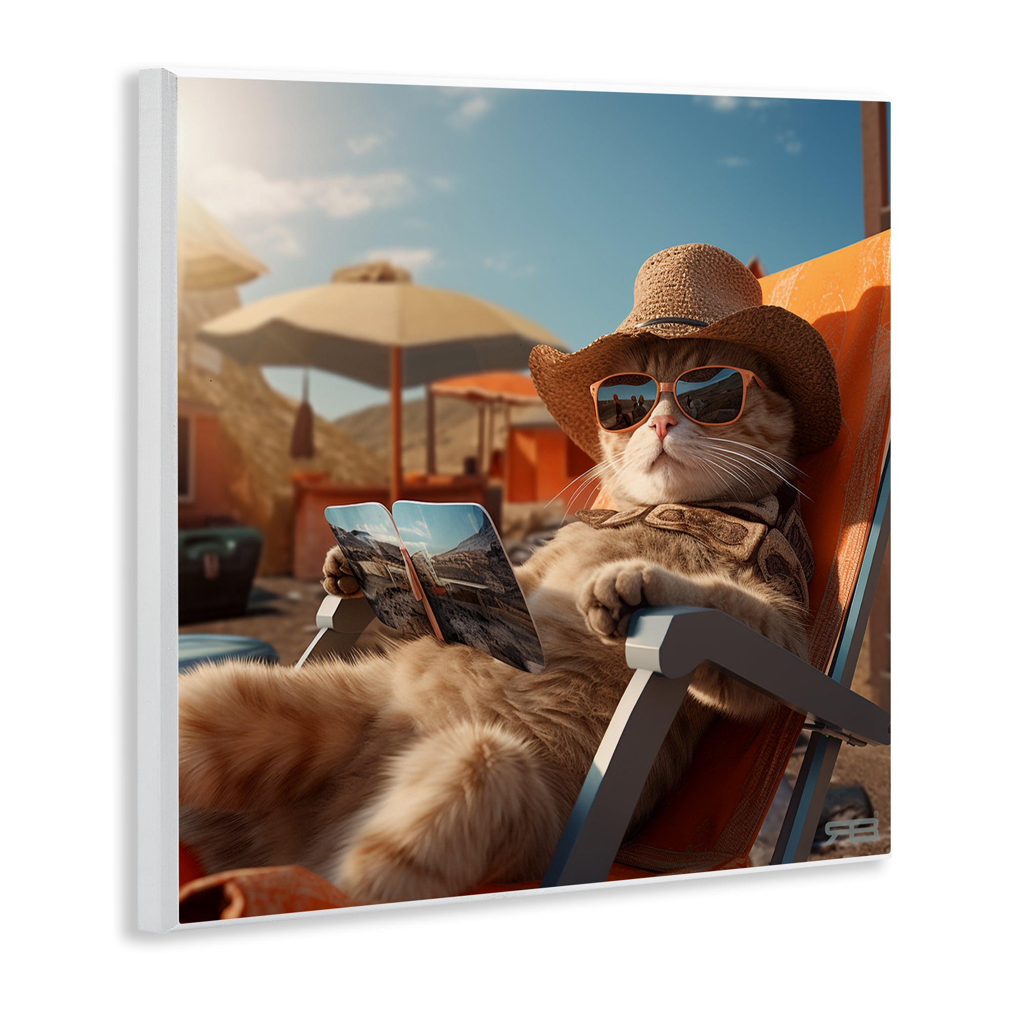 Stupell Industries Relaxing Cat Lounge Chair Animals Painting Unframed Art Print Wall Art, 12 x 12