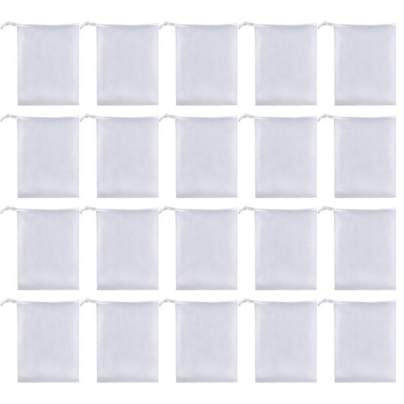 Exfoliating Mesh Soap Saver, Pouch Bag Mesh Soap Bag, Handmade Soaps Bubble Meshs, Net Bags with Drawstring, Meshs Foaming Net Soaps Sack Bags for Bath & Shower, 20 Pcs, 3.54x4.33"
