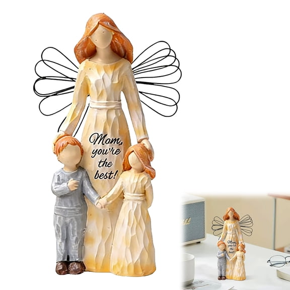 JHEHF Mother Son Daughter Figures Love Resin Sculpture Hand-Painted Resin Family Figurines Decor Love My Mom Gift for Anniversary, Birthday,Thanksgiving,Mother'S Day