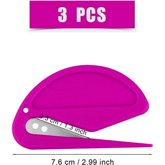 3pcs Desk Letter Openers, Plastic Envelope Opener Slitter Secure and Efficient Mail Opener Tool with Sharp Edges Envelope Slitter for Wrapping Mail and Paper Cutting(Rose Red)
