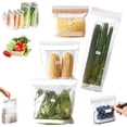 thumbnail image 1 of Sacs de Conservation de Qualité Alimentaire, Sacs de Congélation à Double Fermeture Réutilisables avec Glissière, Transparents avec Zone d'Étiquette à Inscrire pour Réfrigérateur Fruits Légumes Cuisine (4 Pcs Mix), 1 of 7