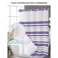 thumbnail image 4 of No Hook Cloth Fabric Shower Curtain with Snap in Liner, Purple Stripes Waterproof Shower Curtains Set with See Through Top Window, Modern Minimalist Horizontal Ombre Lines Bath Curtains 66"x72", 4 of 6