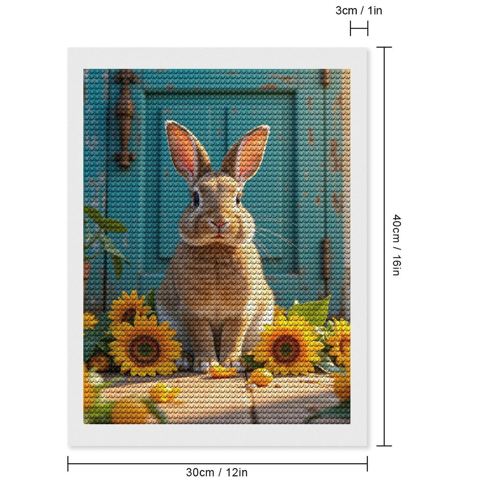 Diamond Art Kits for Adults, Rabbit With Sunflowers Doorway Scene 5D Diamond Painting Kits for Adults Beginners, DIY Full Drill Diamond Painting, Gem Art and Crafts 12x16
