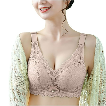 

Lanhui Woman s Solid Color Comfortable Lace Bra Underwear Bowknot No Rims