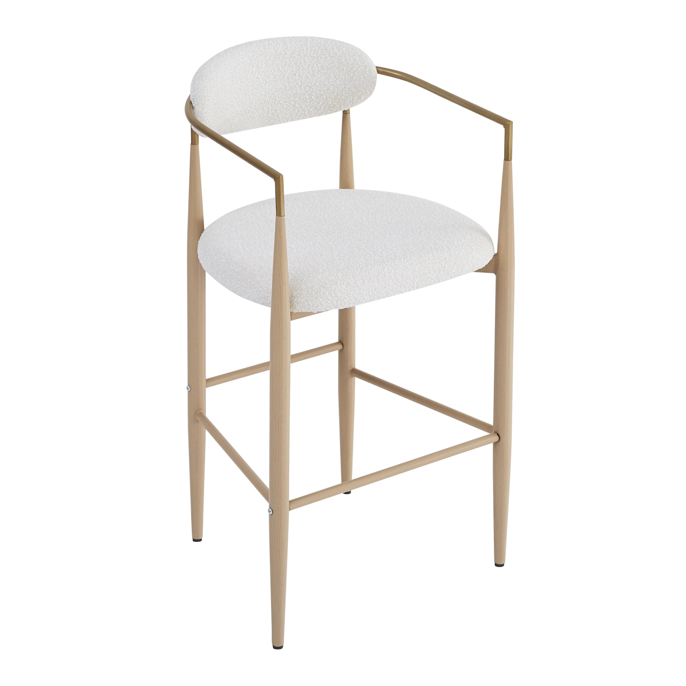 Christopher Knight Home 29.75" Modern Counter Height Bar Stools, Boucle Upholstery, Iron Frame, Sandy Beige, Set of 2