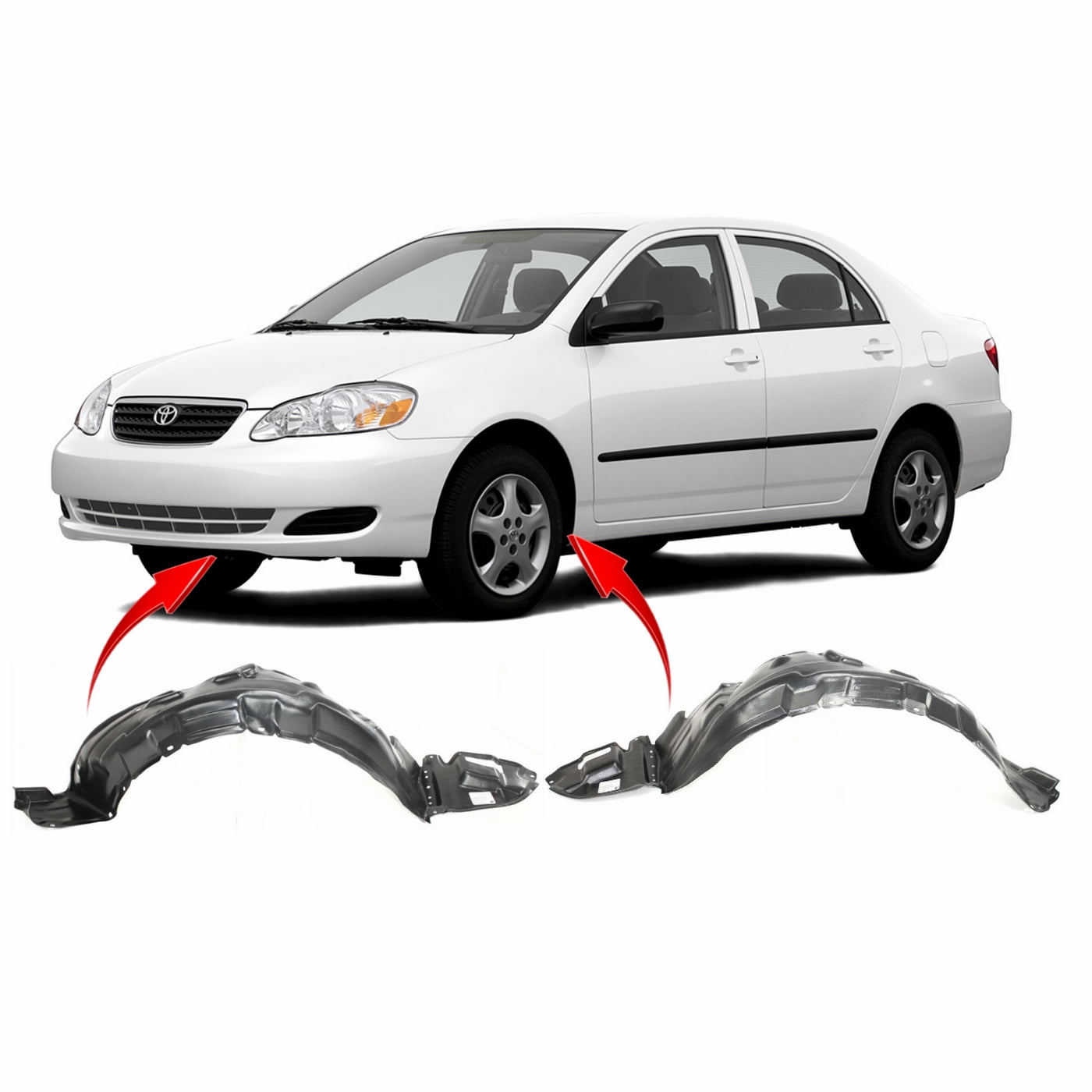 Set of 2 Fender Liners for Toyota Corolla 20032008 TO1248119 TO1249119