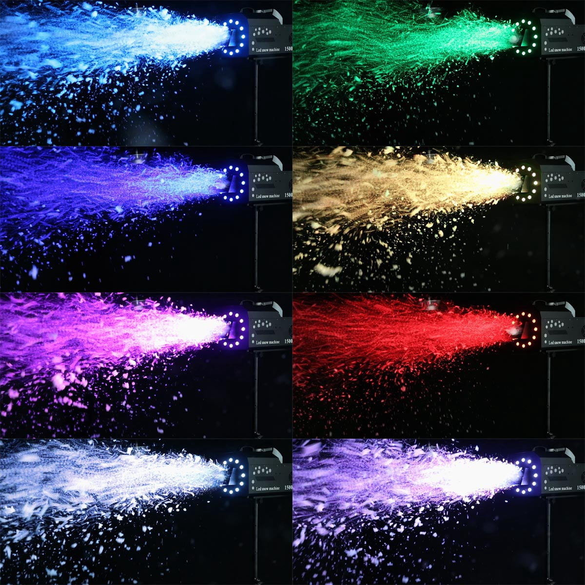 TCFUNDY 1500W LED Snow Machine High Output Snowflake Maker DMX512 RGB 3in1 w/ Wireless Remote Stage Atmospheric Effect