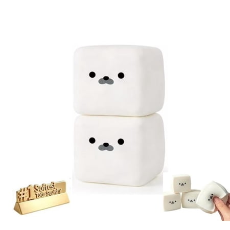 Soft Moldable Tofu Squishy Stress Toy Slow Rise Stress Ball for Adults Squishy Fidget Toys Squeeze Toy for Anxiety Relief & Desk Decor (2PCS)