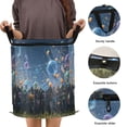 thumbnail image 3 of Pop-Up Collapsible Laundry Hamper With Zippered Lid Dual Handles 50L Large Bubbles and Colorful Stars Floating, 3 of 7