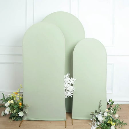 Image of Efavormart Set Of 3 | Matte Sage Green Spandex Fitted Wedding Arch Covers For Round Top Chiara Backdrop Stands - 5ft 6ft 7ft