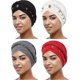 thumbnail image 1 of 4 Pieces African Women Turban Cap Beaded Headscarf Beanie Twisted Braid Wrap Hat Gift, 1 of 5