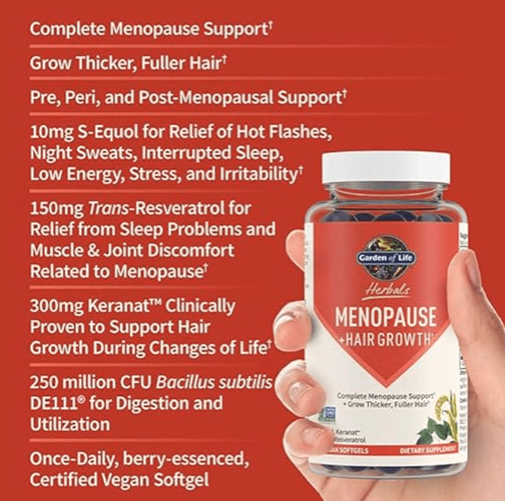 Garden of Life Herbals Menopause + Hair Growth 30 Vegan Softgels
