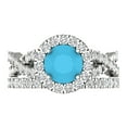 thumbnail image 2 of Clara Pucci 14K White Gold 1.795 Simulated Turquoise Engraveable Engagement Ring + Wedding Band Set, 2 of 7