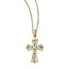 925 Sterling Silver Diamond Mystique Gold-plated Dia/Emerald 18in Cross Necklace; for Adults and Teens; for Women and Men