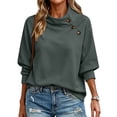 thumbnail image 4 of Kinrui Womens Mock Neck Sweatshirts Collared Button Placket Pullover Tops Lounge Wear 2XL, 4 of 8