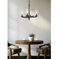 thumbnail image 5 of Kira Home Alden 18" 4-Light Farmhouse Chandelier + Clear Cylinder Glass Shades, Gray Oak Finish, 5 of 7