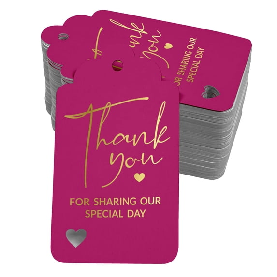 Inkdotpot ThankYou For Sharing Our Special Day Bridal Shower-Baby Shower-Retirement-Wedding-Birthday Bottle Tag Real Gold Foil Favor Hang Tags Pack Of 50