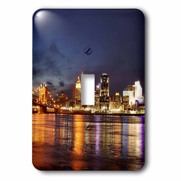 3dRose, Cincinnati Skyline at Night, single toggle switch