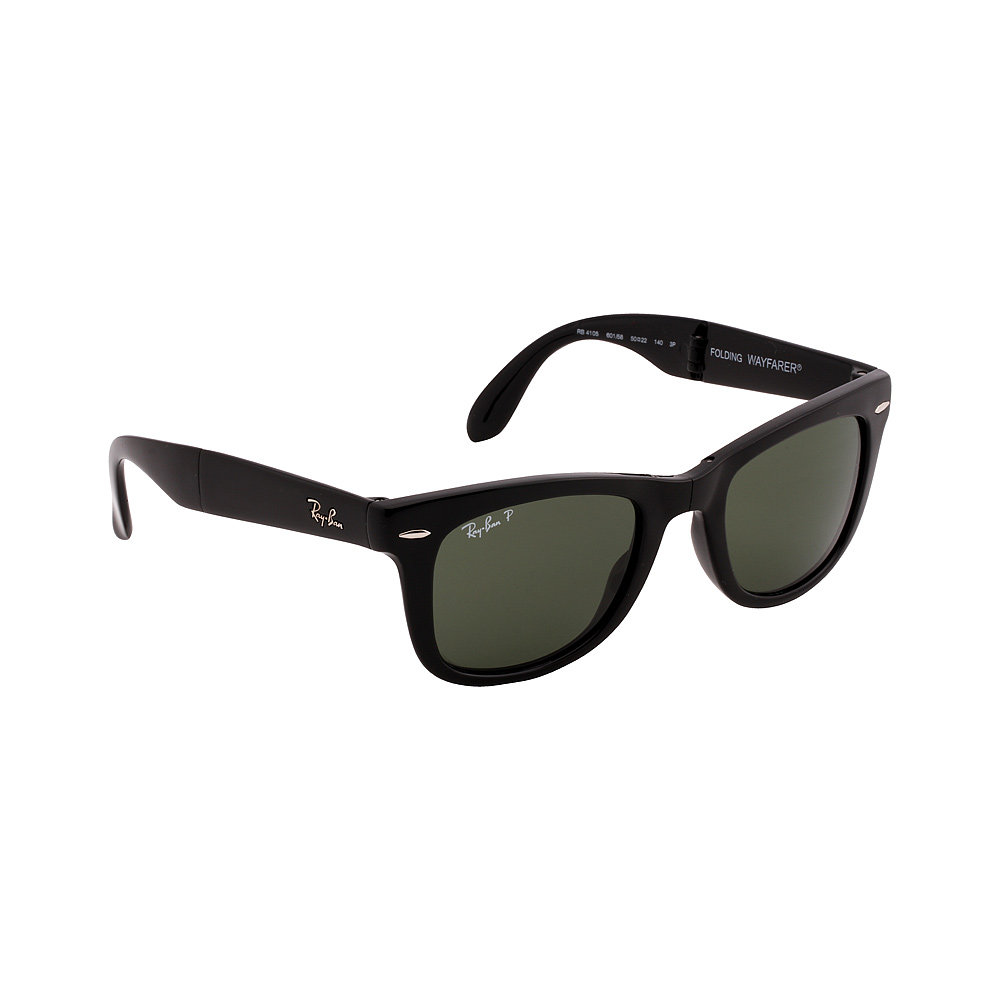 Ray Ban RB 4105 601/58 Folding Wayfarer - Black/Green Polarized by Ray Ban for Unisex - 50-22-140 mm Sunglasses - image 2 of 2