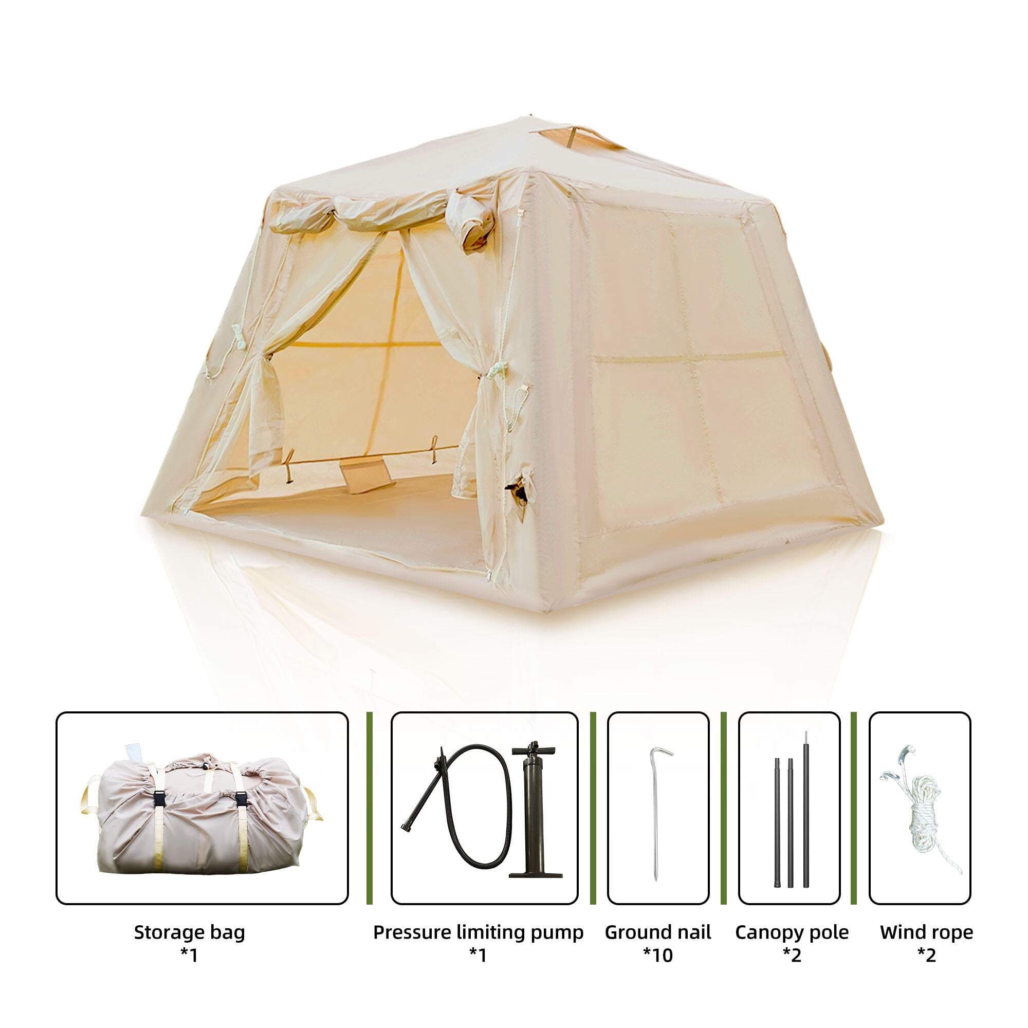 Pop Up Tent, 5.76 m ² Inflatable Tents for Camping with canopy, Blow Up Tent with Hand Pump, Easy Setup InflatableTent 4 Season Tent, Waterproof OxAir Glamping Tents for Camping Adult 2-3 Person