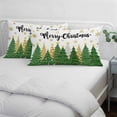thumbnail image 3 of Green Christmas Pillow Covers, Linen Long Throw Pillow Case, Xmas Tree Snowflake Stars Winter Holiday Pillow Protector Decorative Cushion Cover for Living Room/Bedroom 20" x 36", 3 of 8
