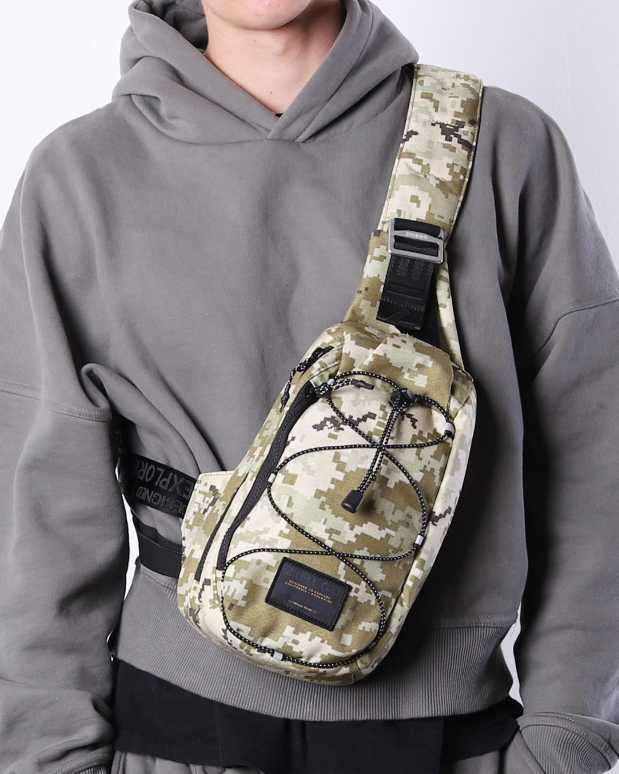 ZIMEGO Tactical Fanny Pack and Crossbody Bag - Utility Sling Bag for Travel and Outdoor, Camo