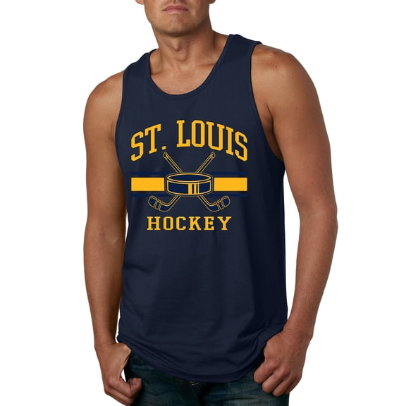 Wild Bobby City of St. Louis Hockey Fantasy Fan Sports Men's Tank Top, Navy, Large