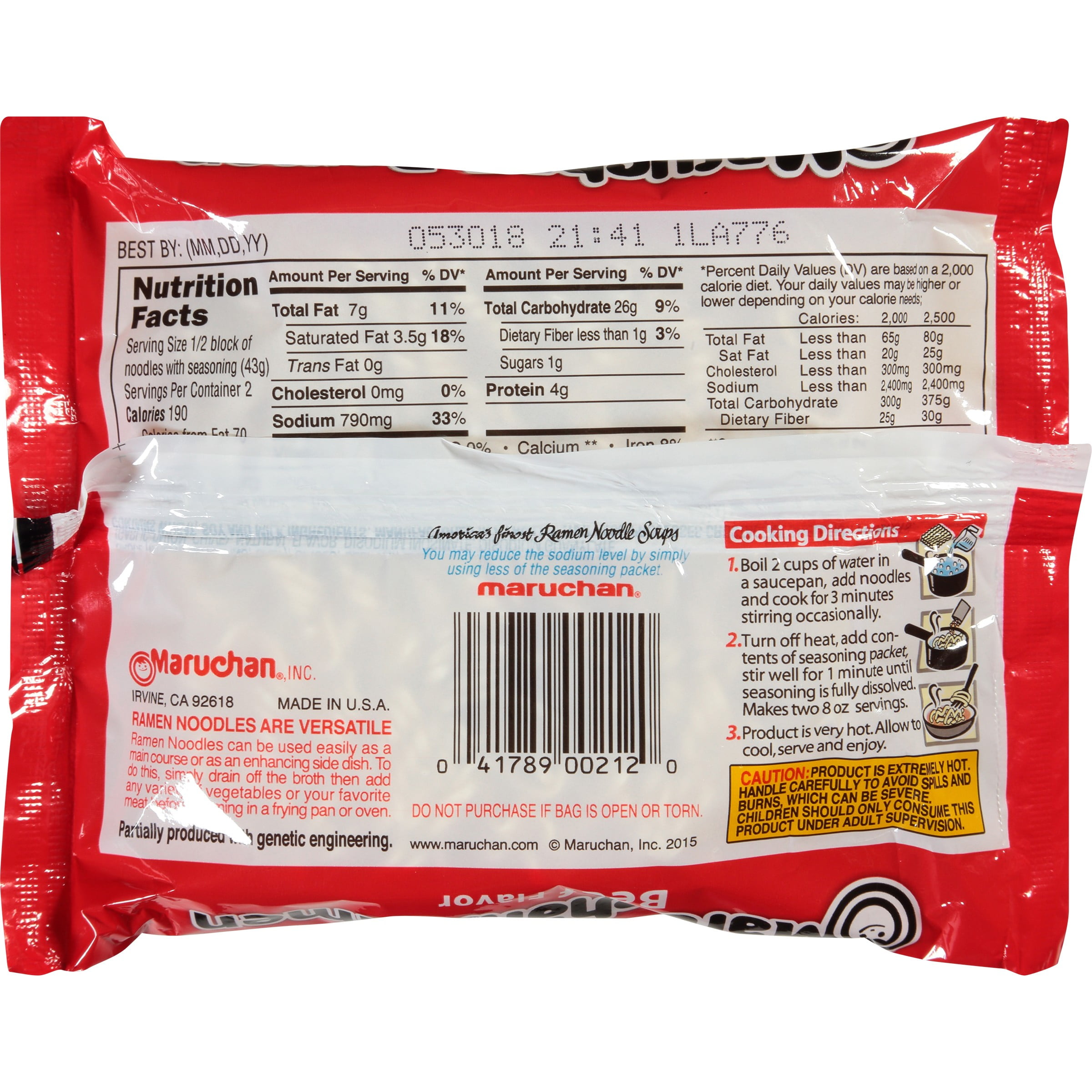 Ramen Noodles Nutrition Label