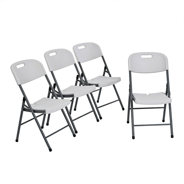 Set 4 Sillas Plegables De Plástico Reforzado Blanca
